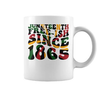 Junenth Retro Groovy Free-Ish Since 1865 Celebrate Black Coffee Mug | Mazezy