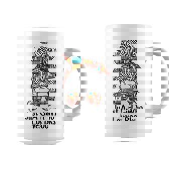 Just A Girl Who Loves Books Cute Messy Bun Girls Book Loves Coffee Mug | Mazezy