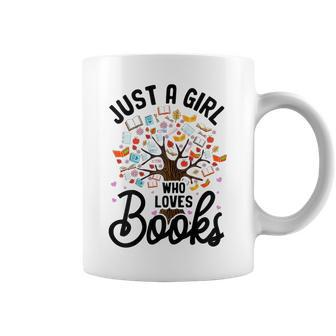 Just A Girl Who Loves Books Reading Book Lover Tree Bookworm Gift For Womens Coffee Mug | Mazezy