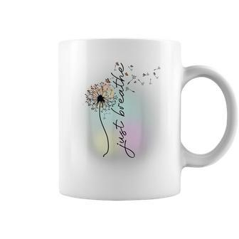 Just Breathe Dandelion Inspirational Quotes  Motivational  Coffee Mug