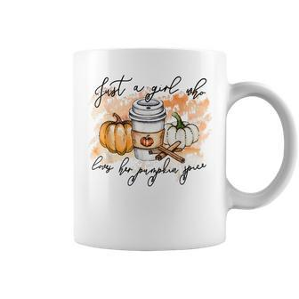 Just A Girl Who Loves Fall Pumpin Spice Latte Autumn Coffee Mug | Mazezy