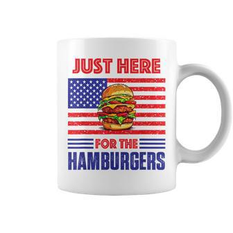 Just Here For The Hamburgers Funny 4Th Of July Hamburger Coffee Mug | Mazezy UK
