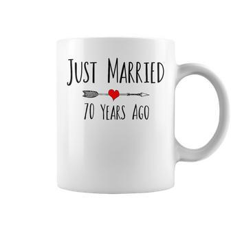Just Married 70 Years Ago Husband Wife 70Th Anniversary Coffee Mug | Mazezy