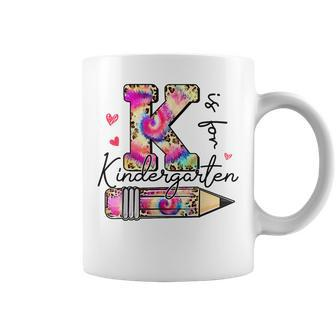 K Is For Kindergarten Teacher Tie Dye Leopard Back To School Gifts For Teacher Funny Gifts Coffee Mug | Mazezy