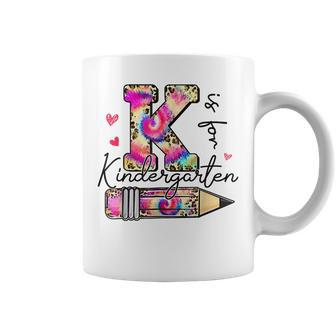 K Is For Kindergarten Teacher Tie Dye Leopard Back To School Coffee Mug - Seseable