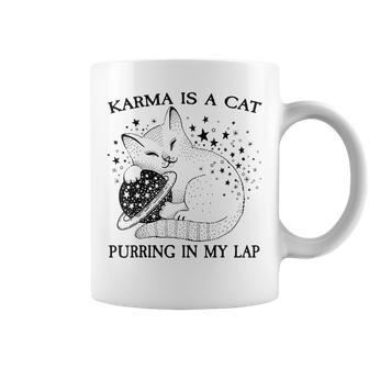 Karma Is A Cat For Girls Boys Karma Coffee Mug - Monsterry