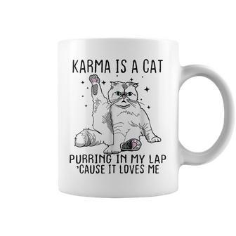 Karma Is A Cat Purring In My Lap Cause Its Loves Me Funny Coffee Mug - Monsterry AU