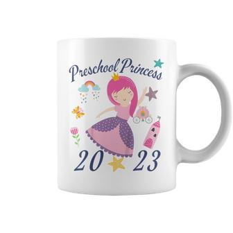 Kids 2023 Outfit Girls Princess Happy First Day Of Preschool Coffee Mug - Seseable