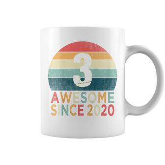 Kids 3Rd Birthday Vintage Retro 3 Years Old Awesome Since 2020 Coffee Mug - Seseable