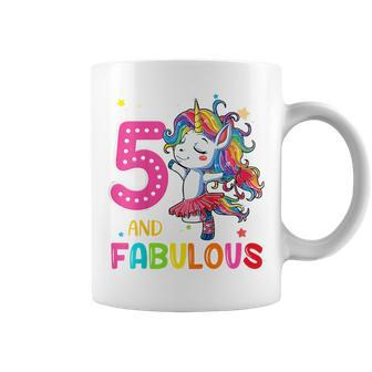 Kids 5 Year Old Gifts 5 And Fabulous Unicorn Rainbow 5Th Birthday Coffee Mug - Seseable