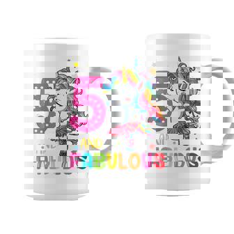 Kids 5 Year Old Gifts 5 And Fabulous Unicorn Rainbow 5Th Birthday Coffee Mug - Seseable