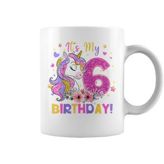 Kids Its My 6Th Birthday Funny Unicorn Girls 6 Year Old Gift Coffee Mug - Seseable