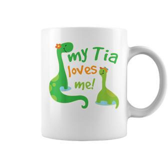 Kids My Tia Loves Me Nephew Dinosaur Dinosaur Funny Gifts Coffee Mug | Mazezy