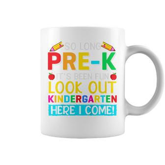 Kids So Long Pre K Kindergarten Here Graduate Last Day Of School Coffee Mug - Seseable