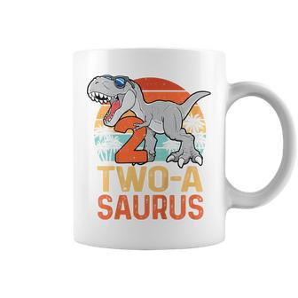 Kids Two A Saurus Rex 2Nd Birthday Dinosaur 2 Year Old Boys Coffee Mug - Seseable