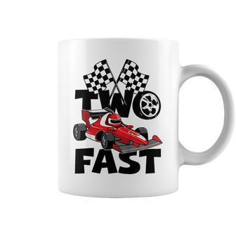 Kids Two Fast 2 Curious Racing 2Nd Birthday Race Car Pit Crew Coffee Mug - Seseable
