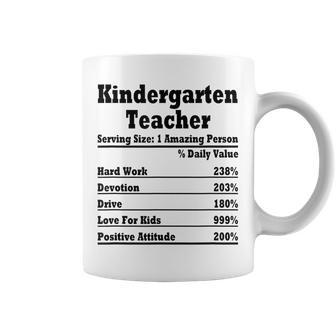 Kindergarten Teacher Nutritional Facts Teacher Appreciation Coffee Mug | Mazezy