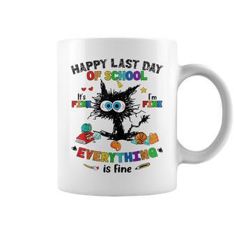 Last Day Of School Black Cat Its Fine Im Fine Everything Coffee Mug | Mazezy
