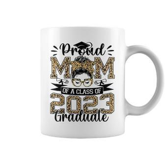 Leopard Proud Mom Of A Class 2023 Graduate Messy Bun Womens Coffee Mug - Thegiftio UK
