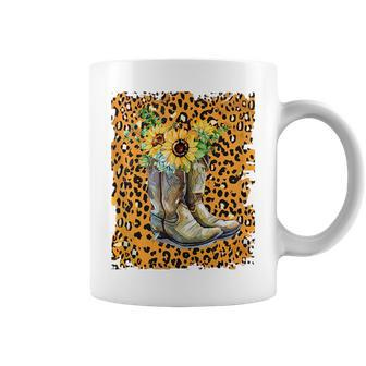 Leopard Sunflower Cowgirl Boot For Cowgirl Country Girl Coffee Mug | Mazezy AU