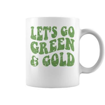 Let's Go Green & Gold Vintage Game Day Team Favorite Colors Coffee Mug - Monsterry CA