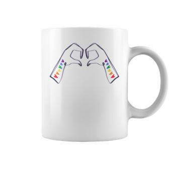 Lgbt Rainbow Flag Hearts Tattoo Hands Gay Pride Love Is Love Coffee Mug | Mazezy
