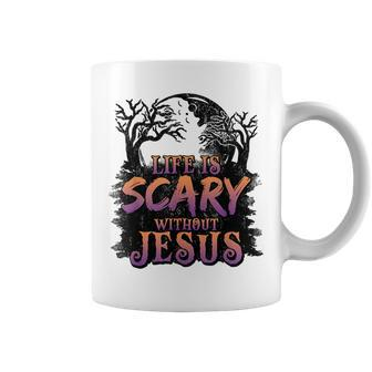 Life Is Scary Without Jesus Halloween Christian Coffee Mug - Thegiftio UK