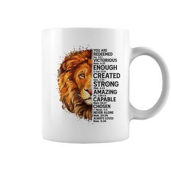 Lion Face You Are Redeemed Bible Verse Christian Faith Coffee Mug - Seseable