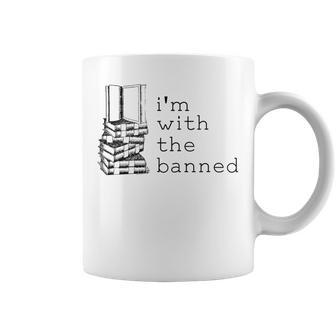 Literary Im With The Banned Funny Bookish Merch For Readers Coffee Mug | Mazezy