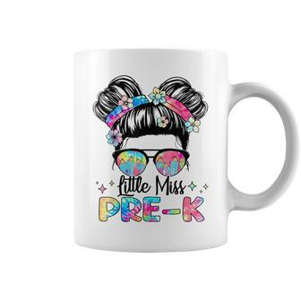 Little Miss Pre-K Back To School Cute Messy Bun Girls Coffee Mug | Mazezy