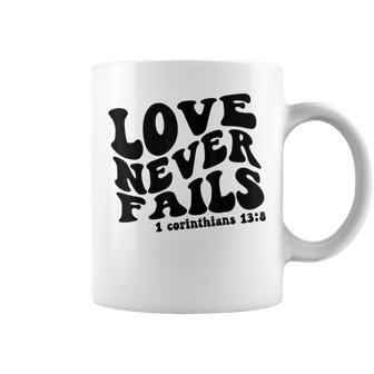 Love Never Fails 1 Corinthians 138 Bible Verse Heart Vine Coffee Mug - Seseable