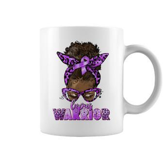 Lupus Warrior Afro Leopard Messy Bun Lupus Cancer Awareness Coffee Mug - Thegiftio UK