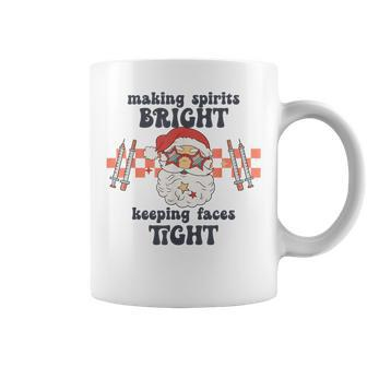 Making Spirits Bright Keeping Faces Tight Santa Christmas Coffee Mug | Mazezy
