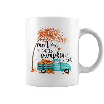 Meet Me At The Pumpkin Patch Halloween Vintage Truck Fall Pumpkin Funny Gifts Coffee Mug | Mazezy