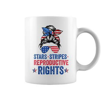 Messy Bun American Flag Stars Stripes Reproductive Rights  Coffee Mug