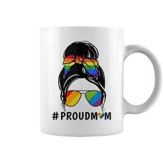 Messy Bun Hair Proud Mom Lgbtq Gay Pride Lgbtq Coffee Mug | Mazezy