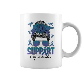 Messy Bun Woman Support Squad Anal Cancer Awareness Women Coffee Mug - Seseable