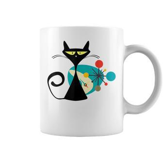 Midcentury Mid Century Cat Retro Atomic Age Space Modern Coffee Mug - Monsterry