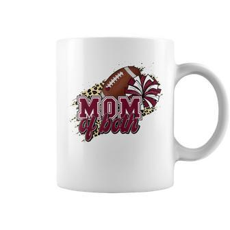 Mom Of Both Football And Cheer Leopard Maroon Coffee Mug - Seseable