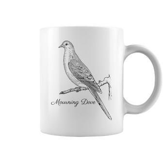 Mourning Dove Bird Ornithology Black Lines Coffee Mug | Mazezy
