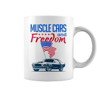 Muscle Cars & Freedom American Car Enthusiast July 4Th Flag Cars Funny Gifts Coffee Mug | Mazezy UK
