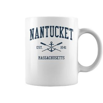 Nantucket Ma Vintage Navy Crossed Oars & Boat Anchor Coffee Mug | Mazezy