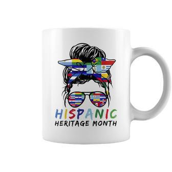 National Hispanic Heritage Month Messy Bun Latin Flags Coffee Mug - Seseable