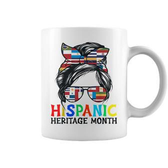 National Hispanic Heritage Month Messy Bun Latin Flags Coffee Mug - Thegiftio