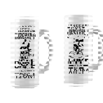 Never Underestimate A Couple On A Tandem Bicycle Couple Coffee Mug | Mazezy