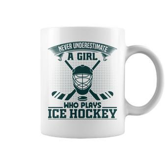 Never Underestimate A Girl Who Play Ice Hockey Girl Funny Coffee Mug - Seseable