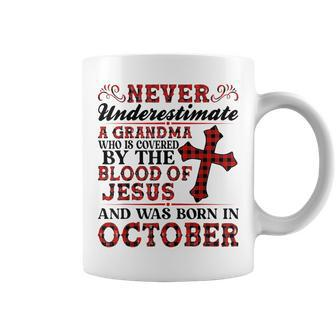 Never Underestimate A Grandma Was Born In October Birthday Gifts For Grandma Funny Gifts Coffee Mug | Mazezy