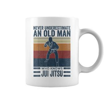 Never Underestimate An Old Man Who Knows Brazilian Jiujitsu Gift For Mens Coffee Mug - Seseable
