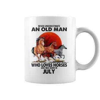 Never Underestimate An Old Man Who Love Horses July Coffee Mug - Seseable