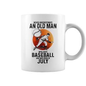 Never Underestimate An Old Man Who Loves Baseball July Coffee Mug - Seseable